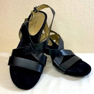 Bandolino Black Block Heels with Wide Straps Size 8.5